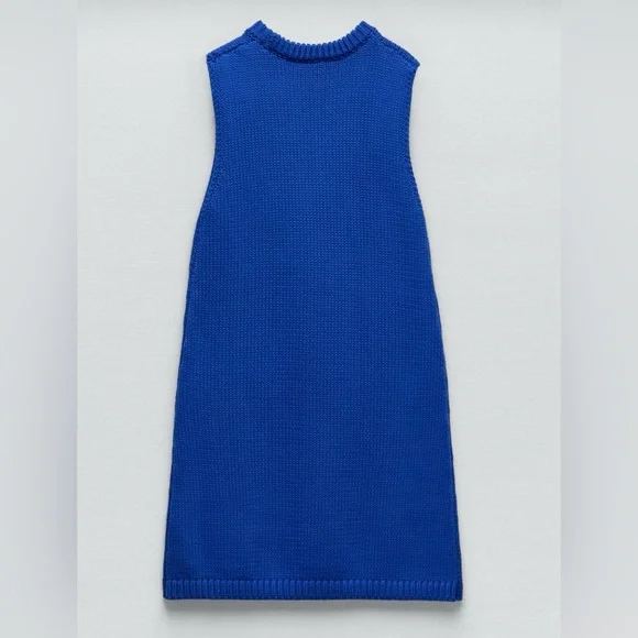 NWT Zara Blue Sleeveless Mini Dress - Picture 4 of 4